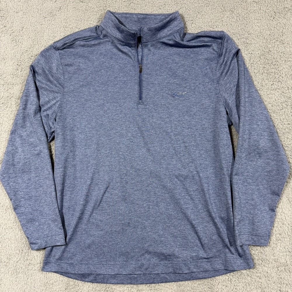 Greg Norman Blue Heather 1/4 Zip Pullover Shirt Men's L Stretch Golf